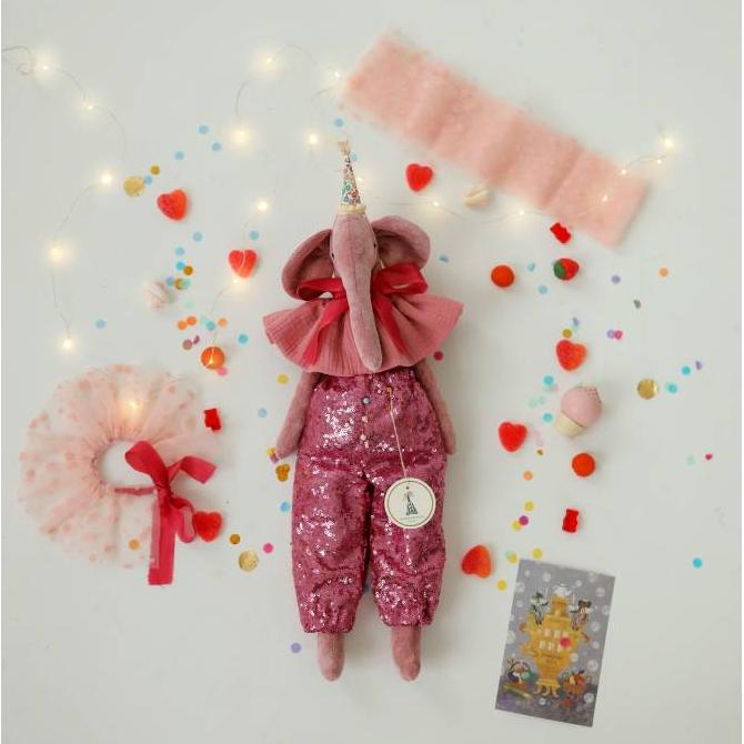 Слоник Pomponi Toys "Pink Valentine", розовый, 45 см